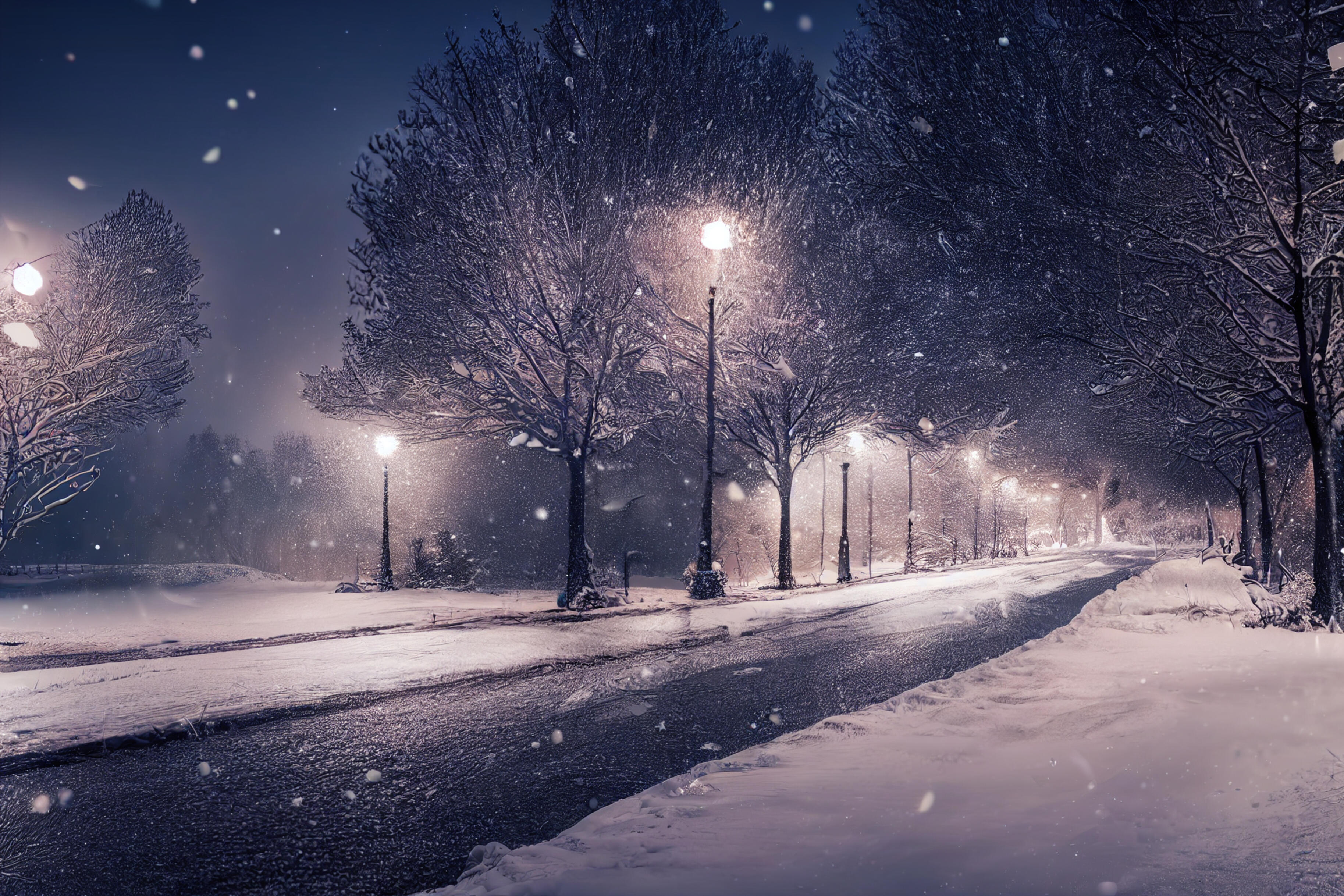 An Iceworks tractor clearing a residential driveway during a snowstorm